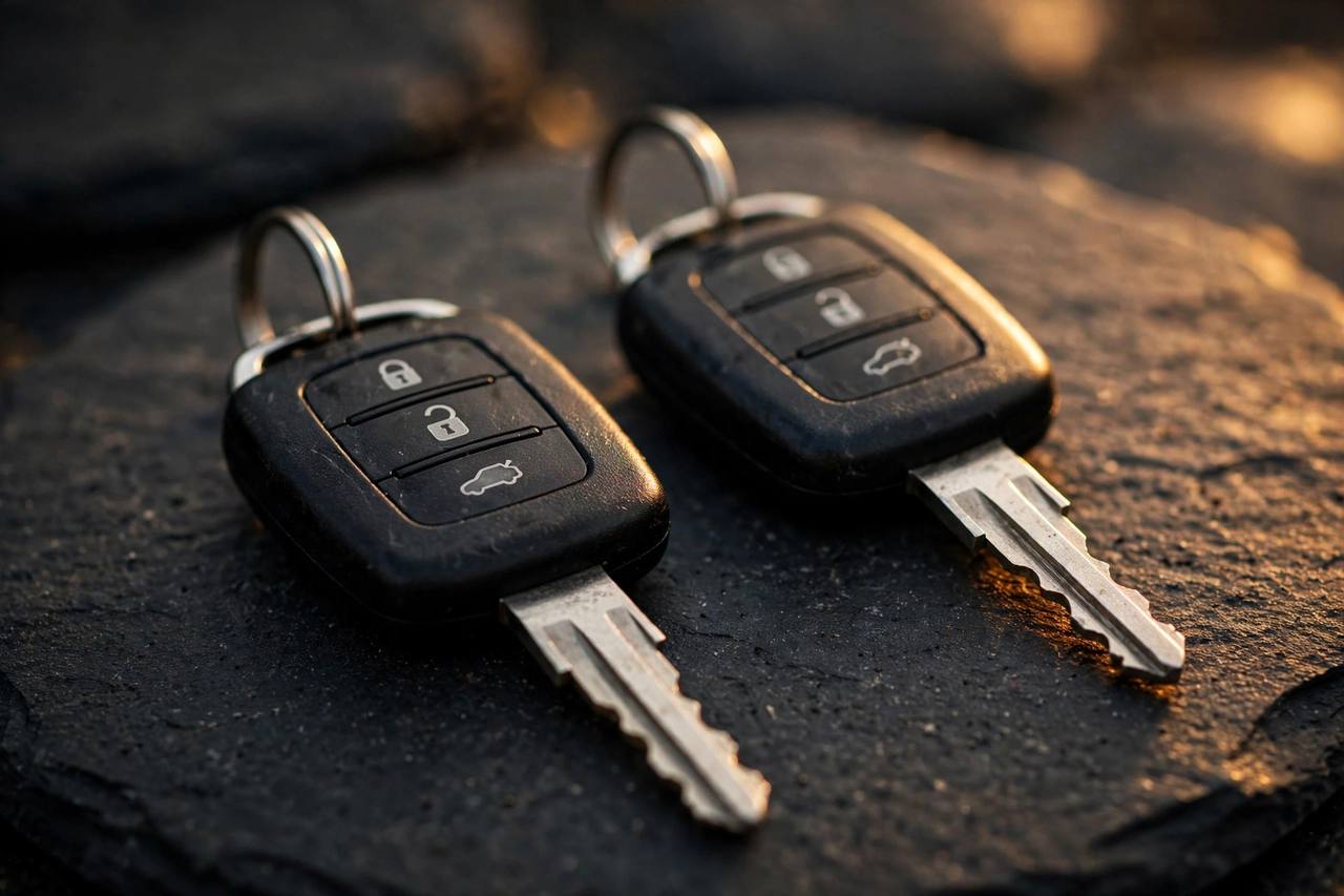Spare car keys being duplicated by a mobile auto locksmith in Longbridge